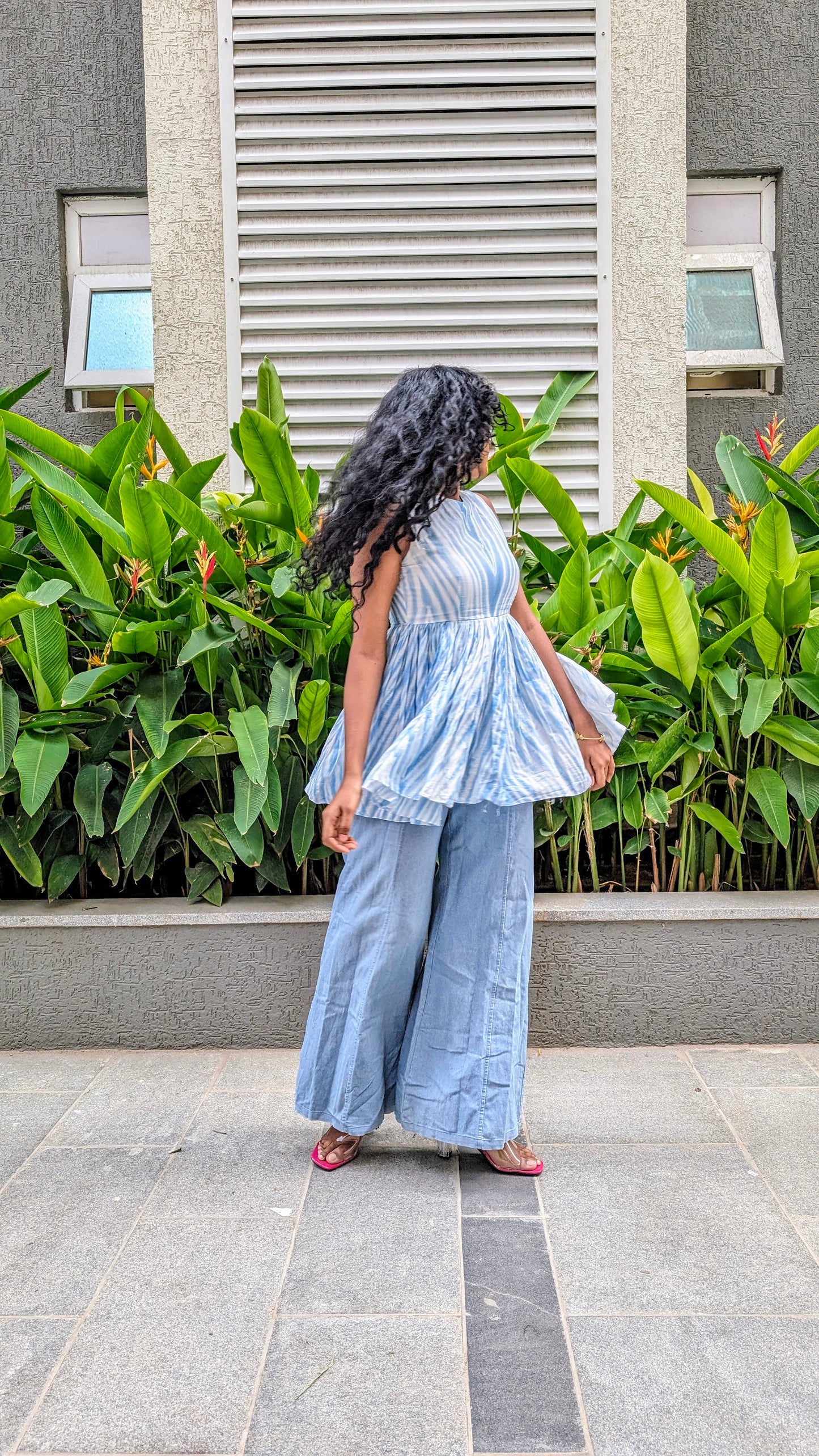 Shibori Peplum Top