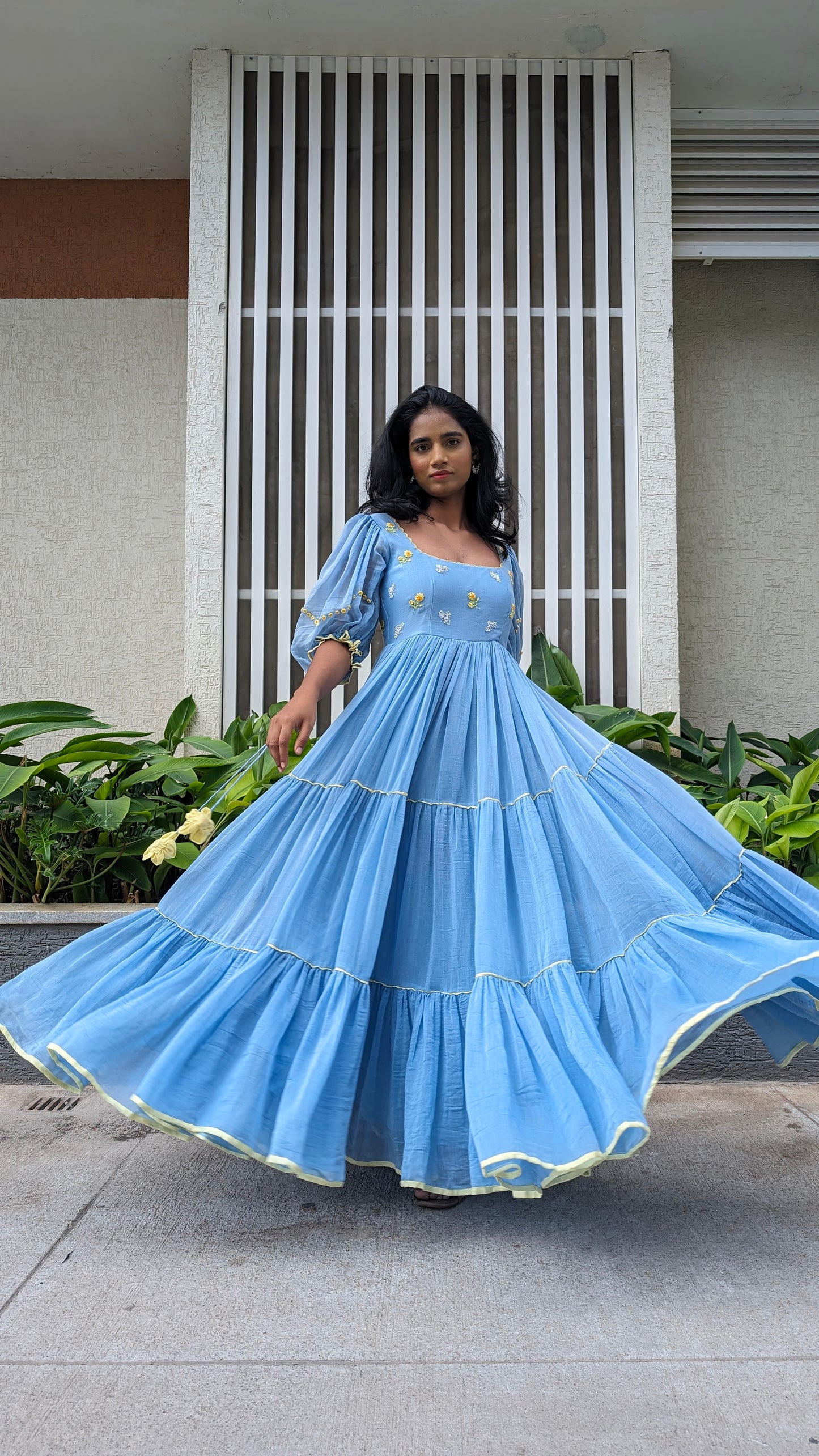 Ice Blue Tiered Dress