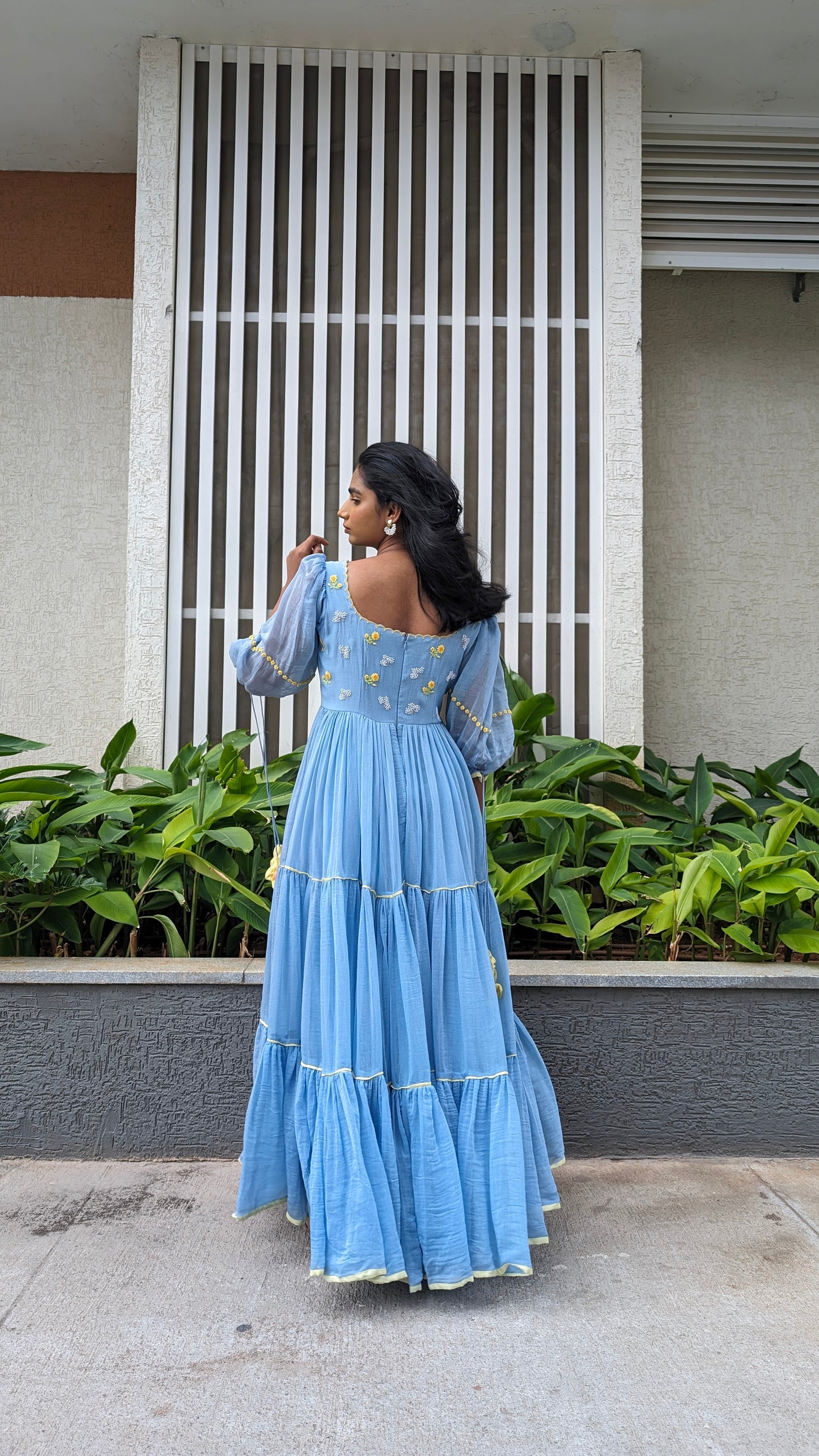 Ice Blue Tiered Dress