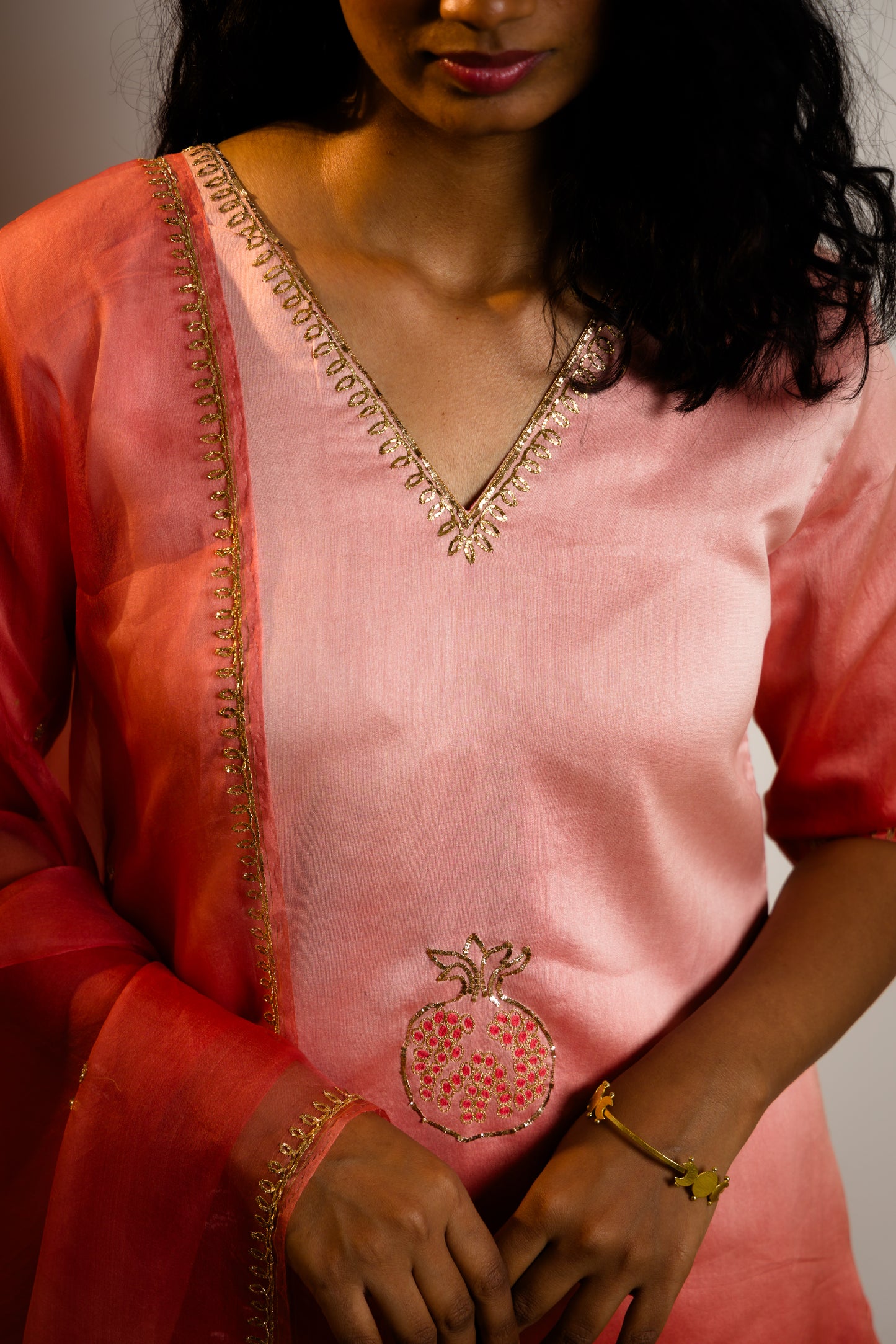 Tangerine Kurti Set